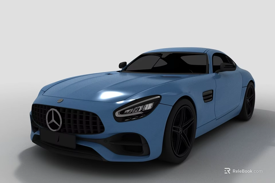 Blue Mercedes Two Door Sports Car With Modern Design Black Wheels And Sleek Body 3d model 