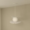 Modern White Pendant Light with Spherical Globe and Layered Trays Design