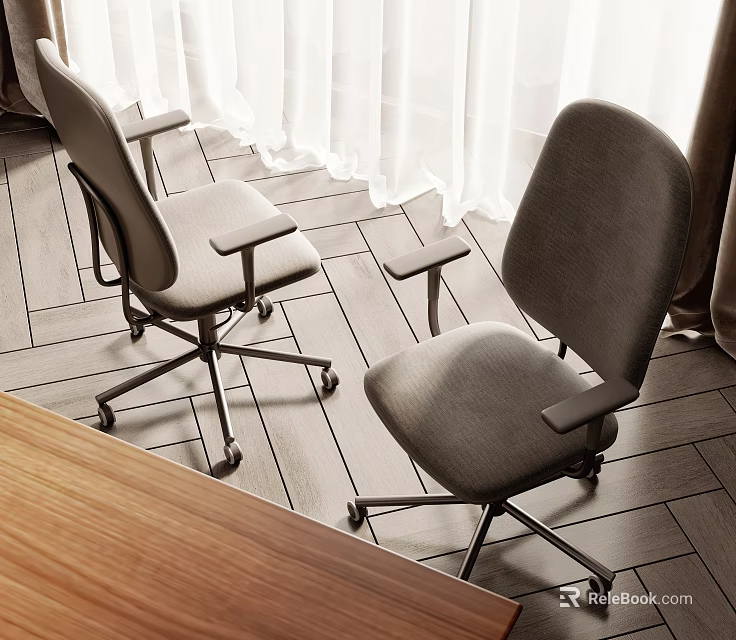 Modern Office Chair With Adjustable Armrests And Swivel Wheels For Comfortable Workspace Use 3d model 