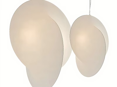 Modern Two Round Light Colored Pendant Lights With Soft Lighting And Minimalist Design 3d model