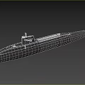 Black Military Submarine Model With Long Hull And Antenna Structure