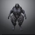 Fierce Horned Monster With Muscular Body Sharp Claws 3D Character Design