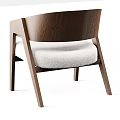 Modern Accent Chair with Wooden Frame Curved Armrests and White Padded Seat