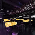 Modern Bar Interior With Stylish Lighting Design And Yellow Counter Stools