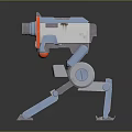 Game Movie Character Mechanical Dog with Blue Legs White Body Red Accents and Camera Head