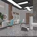 Modern Beauty Hair Salon Interior With Styling Chairs Mirrors Lighting And Green Plants