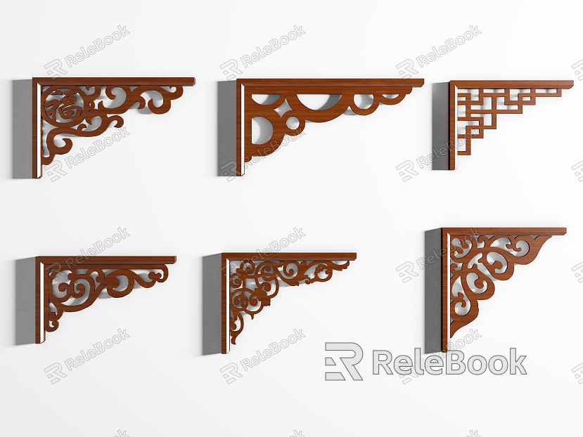 Chinese-style Lattice Carved Hornflower Solid Wood Hornflower New Chinese-style Hollow Hornflower model