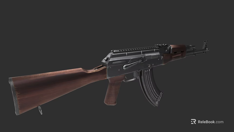 Classic Military Rifle With Wooden Stock Metal Barrel And Tactical Rail 3d model 