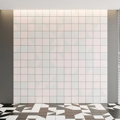 Wall Tile Design with Light Pink Blue White Geometric Triangle Patterns in Grid Arrangement 3d model