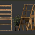 Rustic Wooden Leisure Chair Design With Green Plant And Smooth Surface