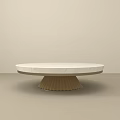 Round Coffee Table With White Marble Top And Brown Textured Base Modern Design 3d model