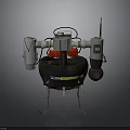 Mechanical Industrial Equipment With Caution Strap Red Components And Sensor Antenna