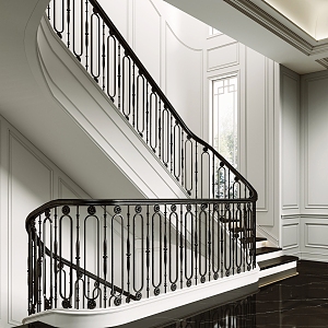 European-style Iron Stair Metal Stair Railing 3d model