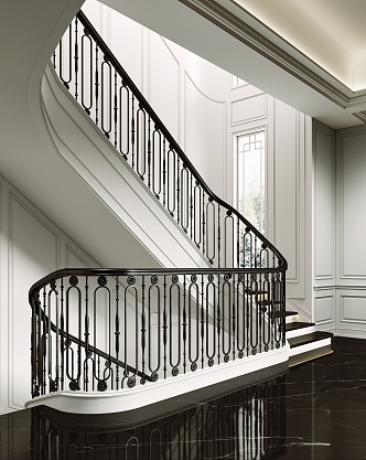 European-style Iron Stair Metal Stair Railing 3d model