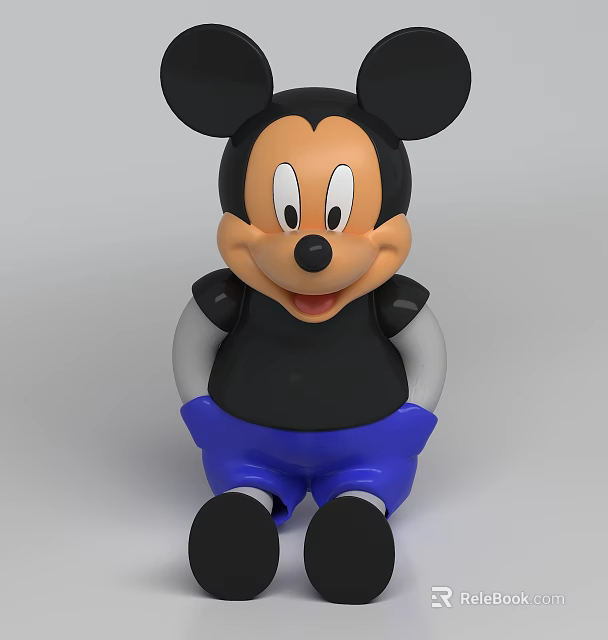 Decorative Ornament Set Featuring Mickey Mouse With Black Ears Blue Shorts Sitting Pose 3d model 