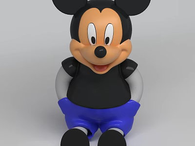 Decorative Ornament Set Featuring Mickey Mouse With Black Ears Blue Shorts Sitting Pose 3d model