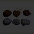 Wood Stone Material Rocks In Different Colors With Rough Textures And Small Branch Accents
