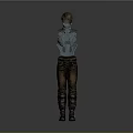 3D Sci Fi Character With Transparent Mechanical Torso Blue Glowing Interior Brown Pants And Boots
