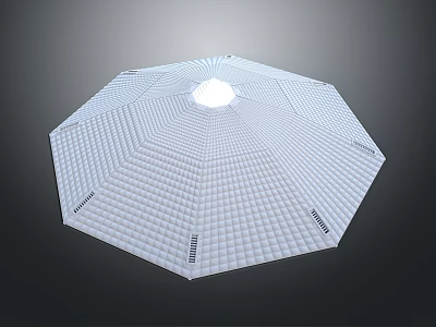 Advanced White Octagonal Spacecraft Structure With Central Light And Grid Texture 3d model