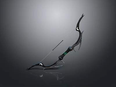 3D Modeled Black Sleek Archery Bow Weapon With Green Accents And Modern Design 3d model
