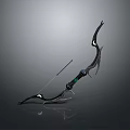 3D Modeled Black Sleek Archery Bow Weapon With Green Accents And Modern Design