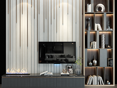 Modern TV background wall model