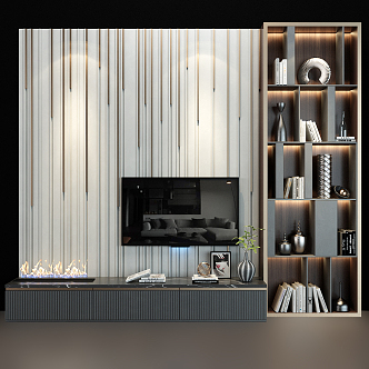 Modern TV background wall 3d model