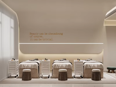 Serene SPA Room With Treatment Beds And Stools 3d model