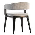 Modern Gray Fabric Upholstered Dining Chairs With Dark Wooden Legs Sleek Design