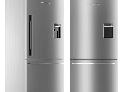 Modern Stainless Steel Refrigerator Freezers With Double Door And Water Dispenser 3d model