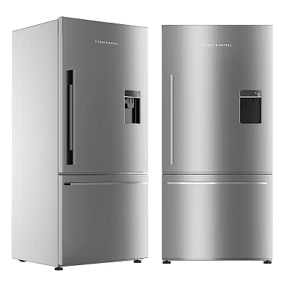 Modern Stainless Steel Refrigerator Freezers With Double Door And Water Dispenser 3d model