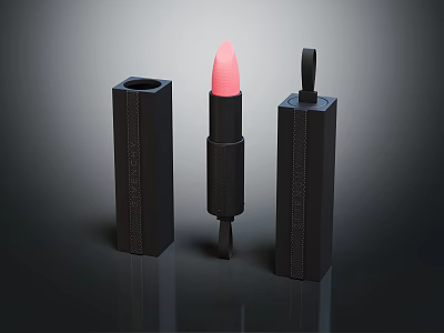 Elegant Pink Lipstick Cosmetic Product With Black Sleek Cases And Modern Design 3d model