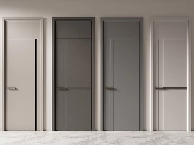 Modern Hinged Doors In Light And Dark Gray With Sleek Design And Black Handles 3d model