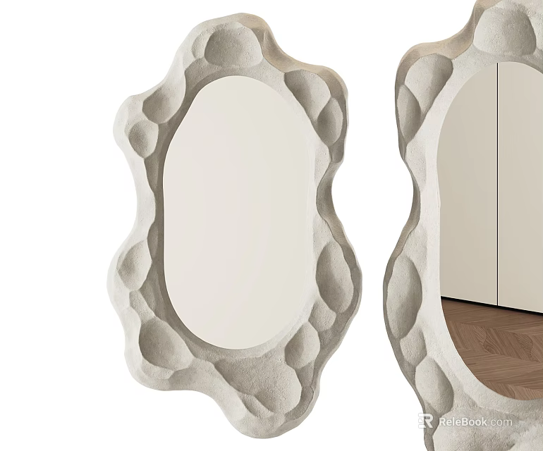 Unique Irregular Shaped Mirror With Textured Frame For Modern Home Decor 3d model 