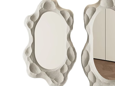 Unique Irregular Shaped Mirror With Textured Frame For Modern Home Decor 3d model