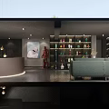 Contemporary Interior Featuring Red Iron Man Figure Shelving Unit With Dolls Decorations Table And Chairs