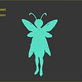 Insect Like Female Character With Orange Black Exoskeleton Costume Green Eyes And Wings