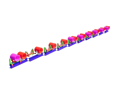 Automated Mechanical Conveyor System With Colored Components And Long Structure 3d model
