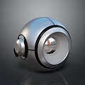 Modern Silver Spherical Metallic Device With Circular Opening And Side Knob Design 3d model
