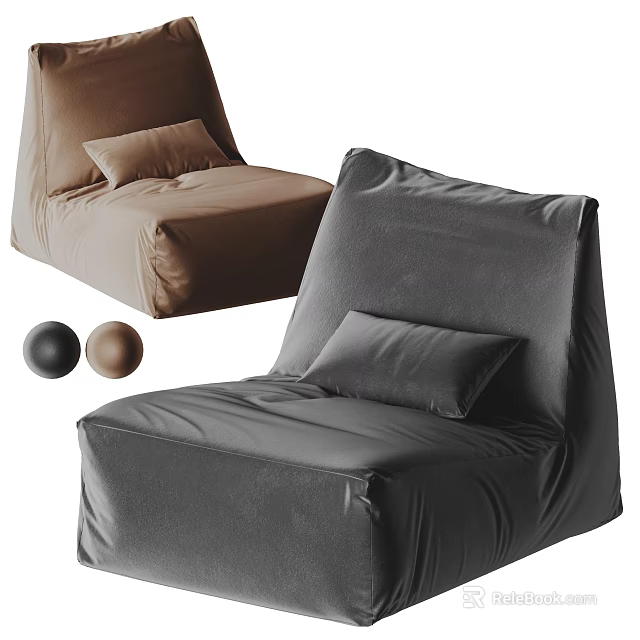 Modern Single Sofa With Comfortable Pillow And Brown Black Color Options 3d model 