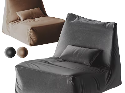Modern Single Sofa With Comfortable Pillow And Brown Black Color Options 3d model