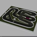 Mini Race Track Layout With Curved Lanes Green Grass And Markers