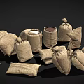 Household Storage Burlap Sacks With Beans Grains And Various Dry Goods