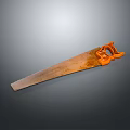 Old Hand Saw With Orange Handle And Rustic Metal Blade Design 3d model