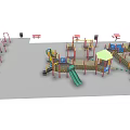 Colorful Outdoor Playground Equipment With Slides Climbing Frames Safety Fencing And Canopy