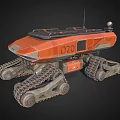 Orange Tracked Robot D20 With Antenna Camera And Mechanical Design 3d model