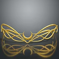 Elegant Golden Tiara Featuring Intricate Curved Lines And Crescent Moon Accent