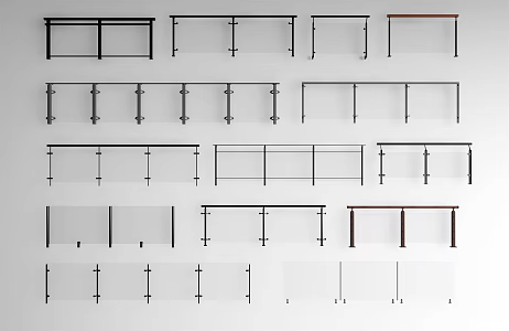 Modern guardrail simple railing combination 3d model