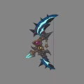 Fantasy Bow Weapon With Blue Glowing Blades And Intricate Decorative Details