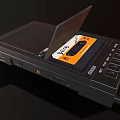 Vintage Black Cassette Tape Player Featuring Transparent Lid Inserted Cassette And Control Buttons